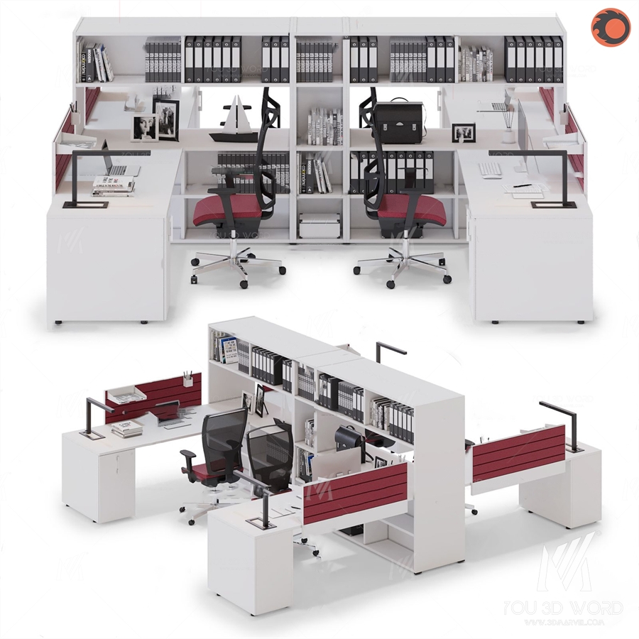 3d model of modern card position office desk and chair